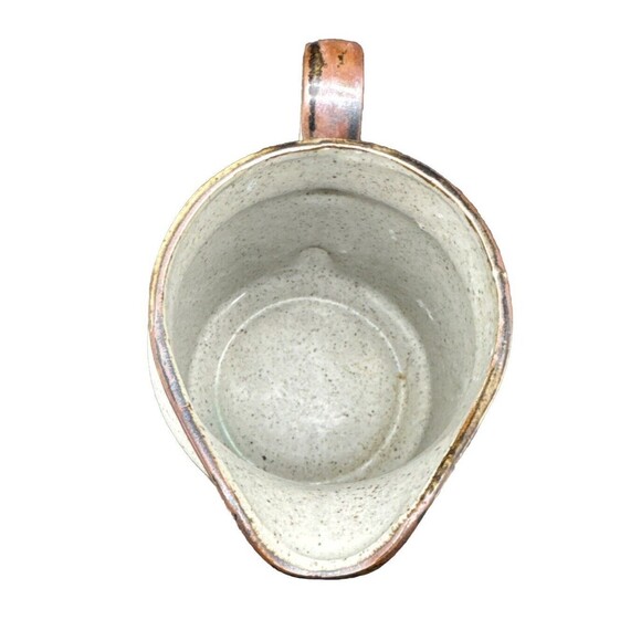 VTG Takahashi Stoneware BROWN w/ BLUE Floral Speckled 6” Pitcher MCM 32oz - Picture 5 of 7